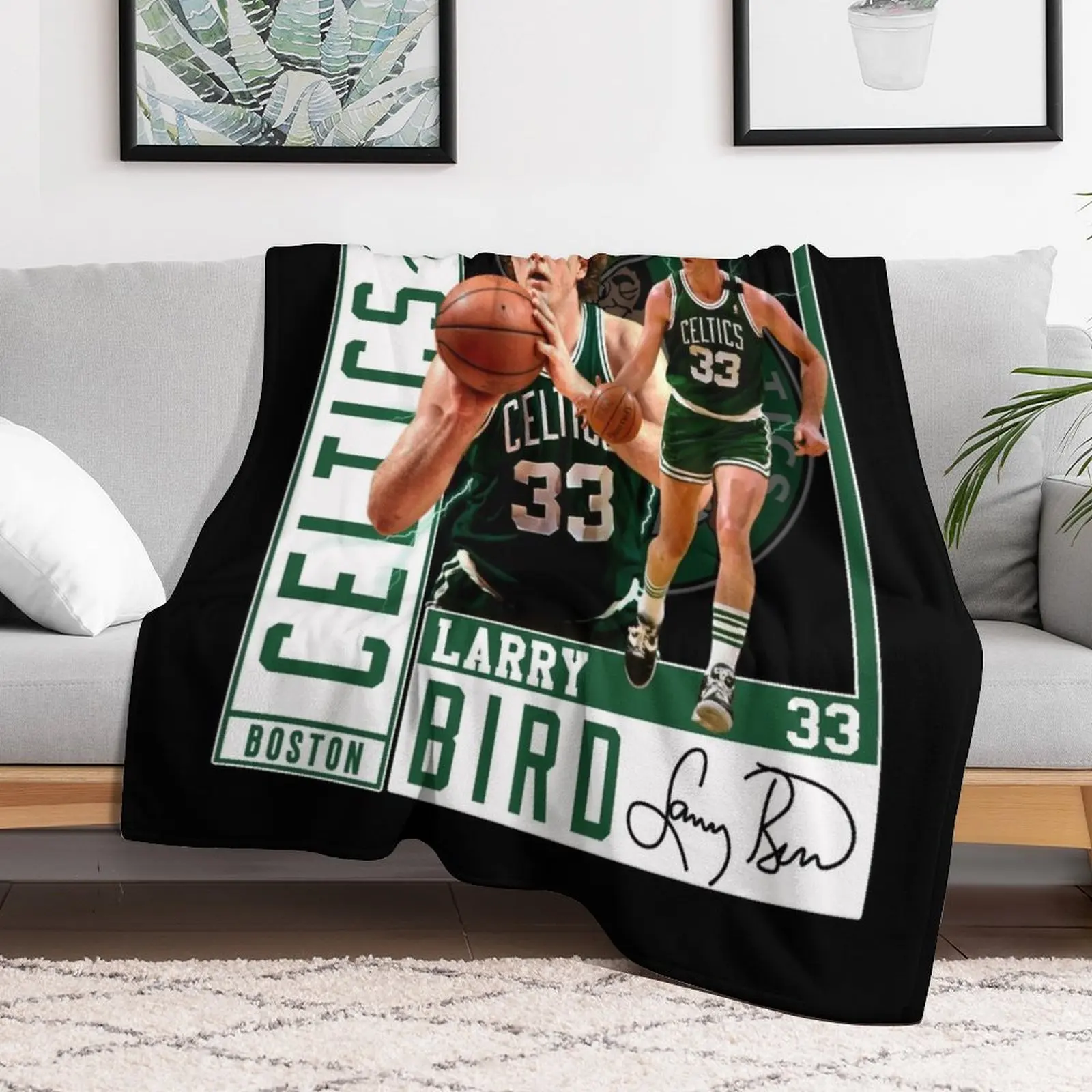 Larry Bird Larry Legend Air Bird Basketball Signature Vintage Retro 80s 90s Bootleg Rap Style Throw Blanket Plush Furry Blankets