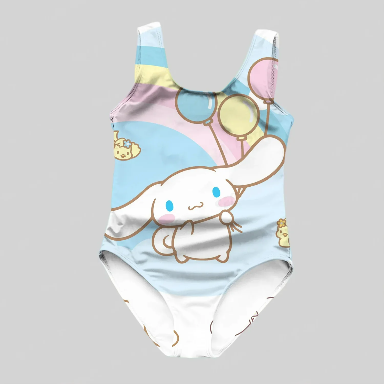 

Слитный купальник Sanrio для девочек и взрослых, купальник с большими ушками, мультяшным рисунком собаки, Радужный воздушный шар с 3D рисунком, Модный летний праздничный стиль