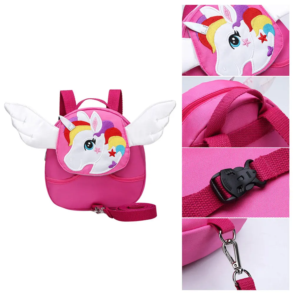 

Anti-Lost Adjustable Children Backpack Non-Slip Chest Button Detachable Hook Rope Cartoon Design School Bag Kids Fashion