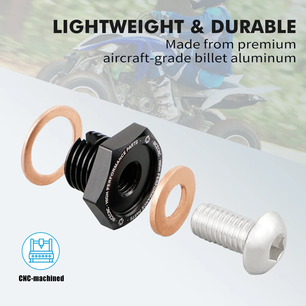 NICECNC Aluminum Reducer Oil Drain Plug For Yamaha Raptor 700 700R Big Bear Grizzly Wolverine Kodiak Timberwolf Kodiak 2006-2024