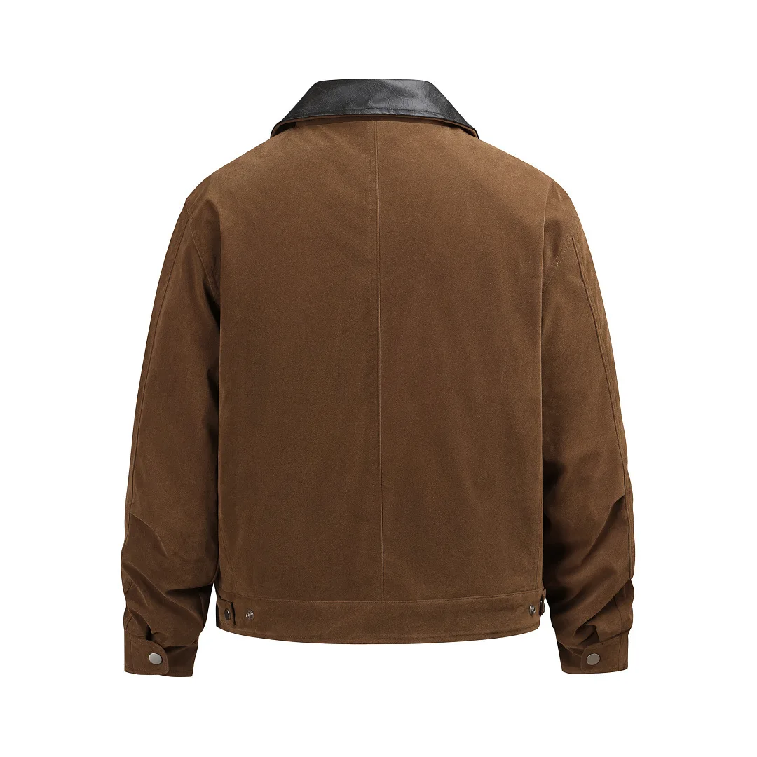 Europäische und Amerikanische Wildlederjacke mit durchgehendem Reißverschluss, im Barn-Stil, mit Taschen, Baumwoll-Cargo-Fliegerjacke, S, Baggy, Vintage, warme Arbeitsjacke – Detail 5