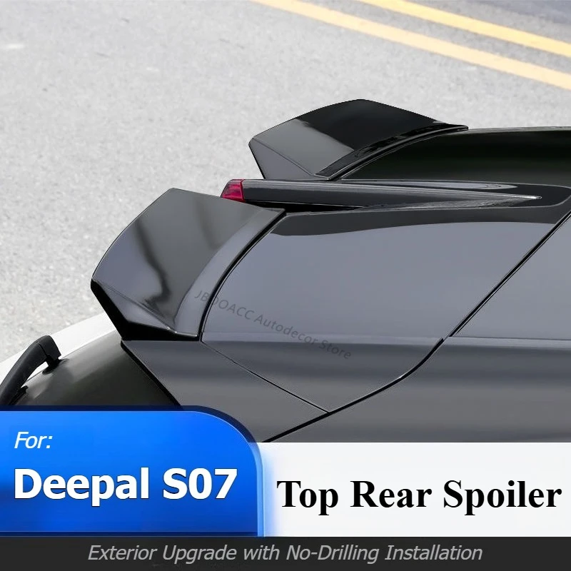 ‌For CHANGAN Deepal S07 S7 2pcs Car Rear Spoiler Wings Sticker Top Sports Spoilers Exterior Accessories Decoration Gloss Black