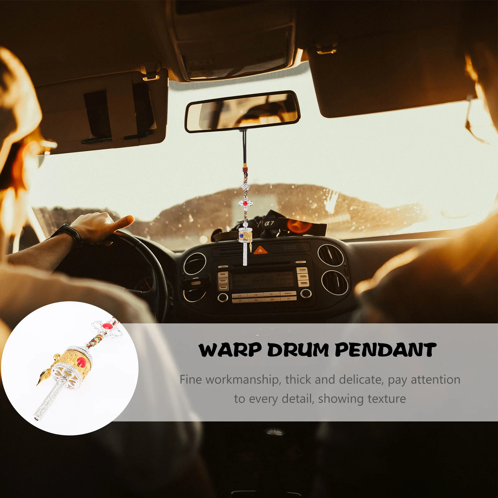 

Car Hanging Ornament Prayer Wheel Pendant Fine Workmanship Unique Design Rear View Mirror Accessory Excellent Craft Gift