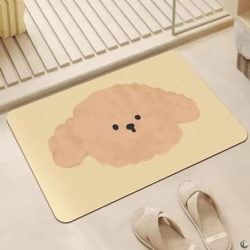 Puppy cartoon diatom mud floor mat bathroom living room door non-slip mat bathroom door door floor mat
