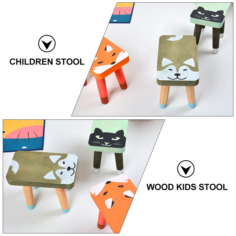 

1Pc Animal Wooden Footstool Cartoon Design Kids Wood Footstool Lightweight Home Children Step Stool