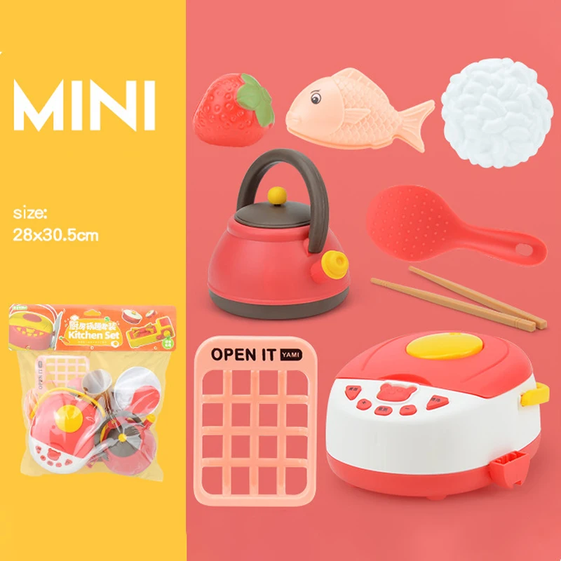 New Kitchen Appliance Model Simulation Children's Play House Rice Cooker Utensils Food Toy Set Children's Early Education Toys