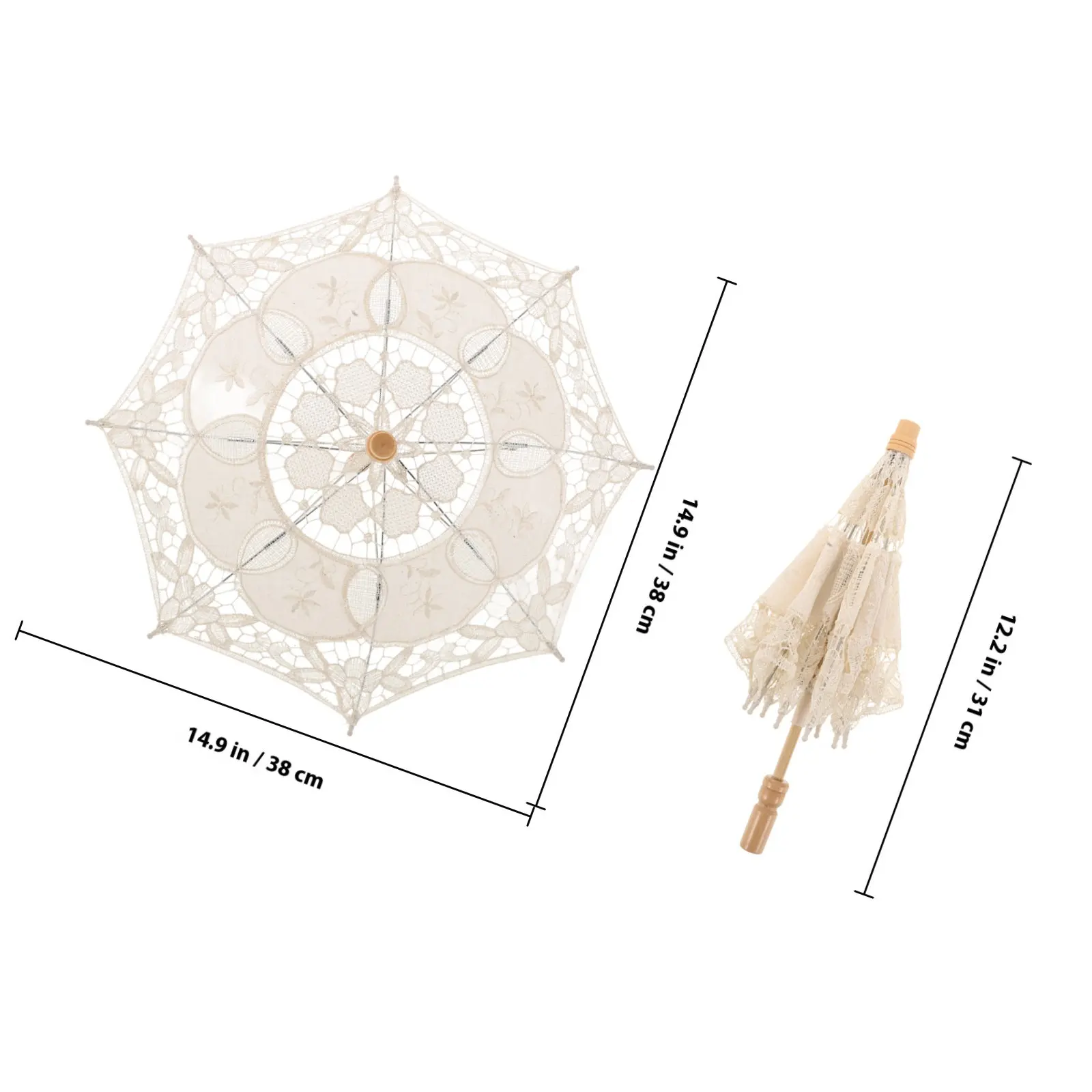 Sturdy Cotton Bridal Umbrella Elegant Lace Embroidery Wedding Photography Prop Vintage Parasol Decorative Accessory Tea Party view 6