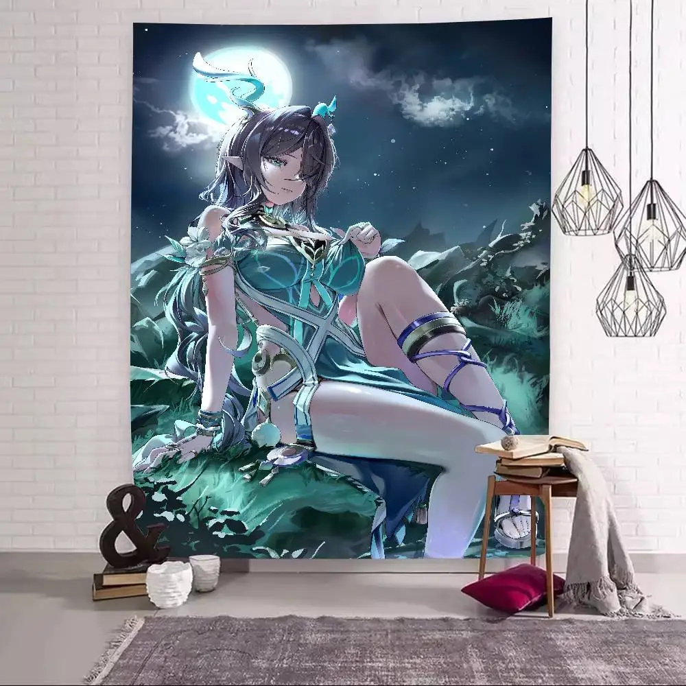 Kawaii Pretty Hot Girl Lauma Cool Video Gaming Tapestry Wall Hanging Art Decoration Aesthetic Background Cloth Birthday Gif