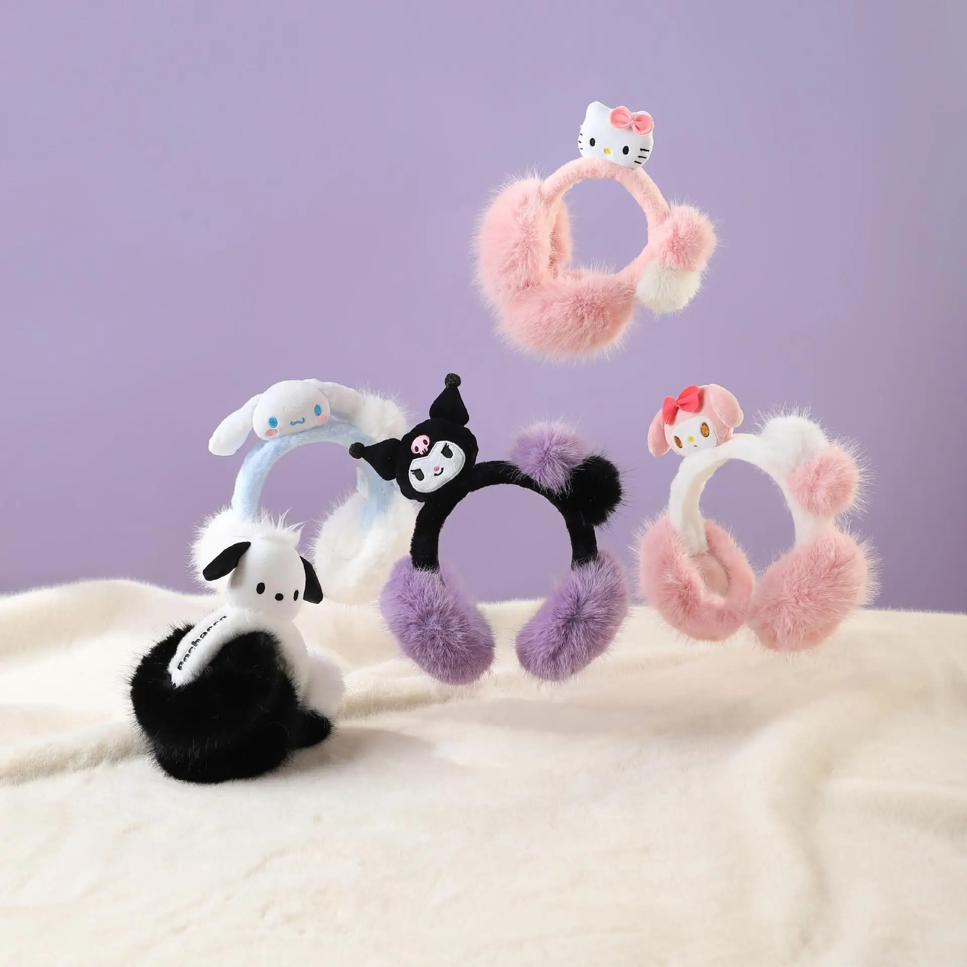 Miniso Sanrio Kuromi Детские наушники и теплые наушники на зиму, плюшевые наушники, наушники для женщин, милая девочка