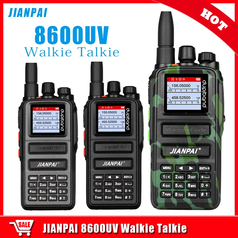 JIANPAI 8600UV Walkie Talkie dwuzakresowy IP68 wodoodporne przenośne radiotelefony o dużej mocy 6800mAh automatyczna częstotliwość