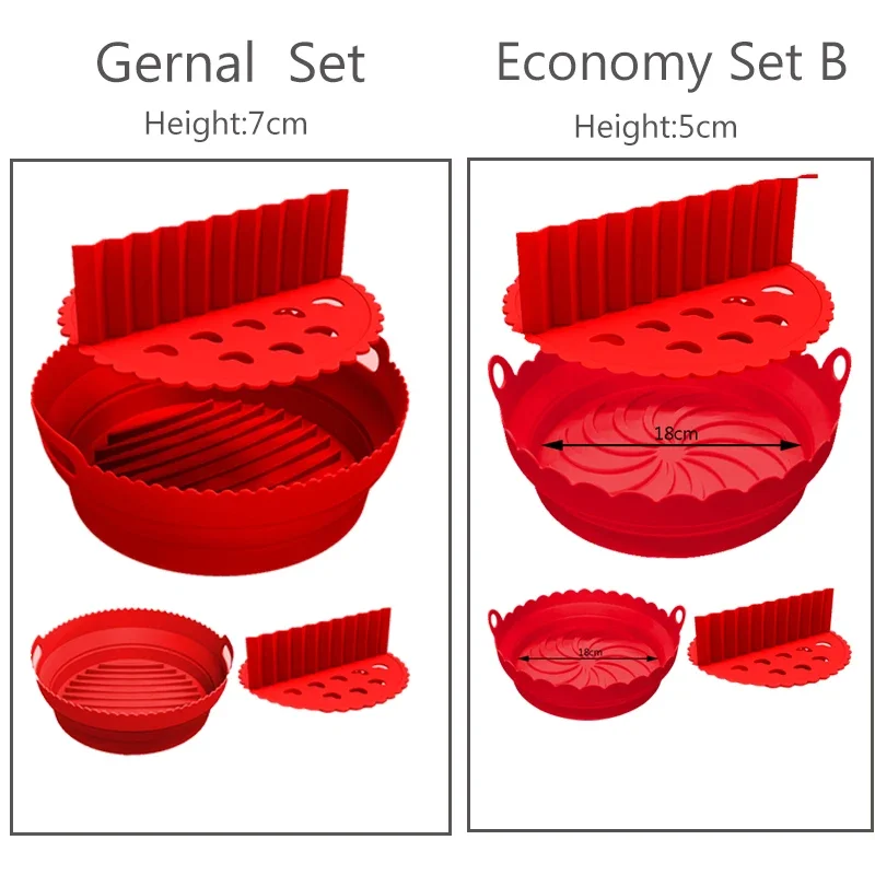 Air Fryer Silicone Basket Plate Round Reusable Air Fryer Cooking Accessories Foldable Bpa Free Airfryer Tool Baking Molds