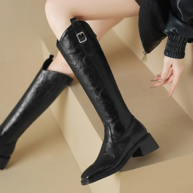 

Women's Thick Bottom Ankle High Long Boots Elastic Knight Style Booties Not over Knee Leg Shaping Slimming Summer Cotton Boots