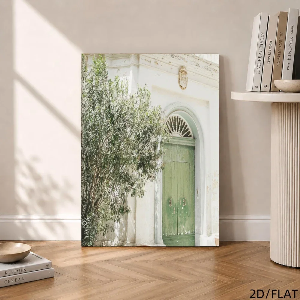 Modern Minimalist Wall Art, Vintage Green Arch Plant Foliage Print, Framed Decor Painting for Living Room Bedroom