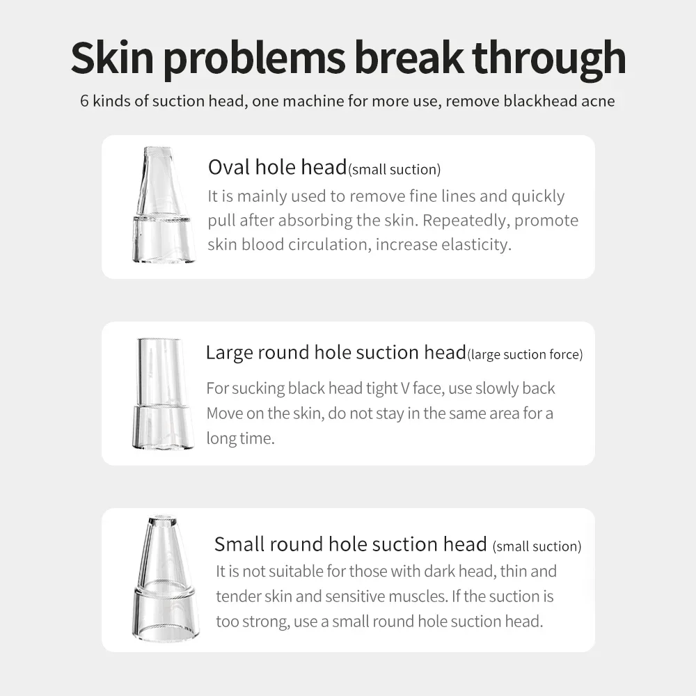 New Facial Blackhead Remover Vacuum Pore Cleaner Face&Nose Blackhead Removal Kit Electric Acne Facial Extractor Skin Care Tool