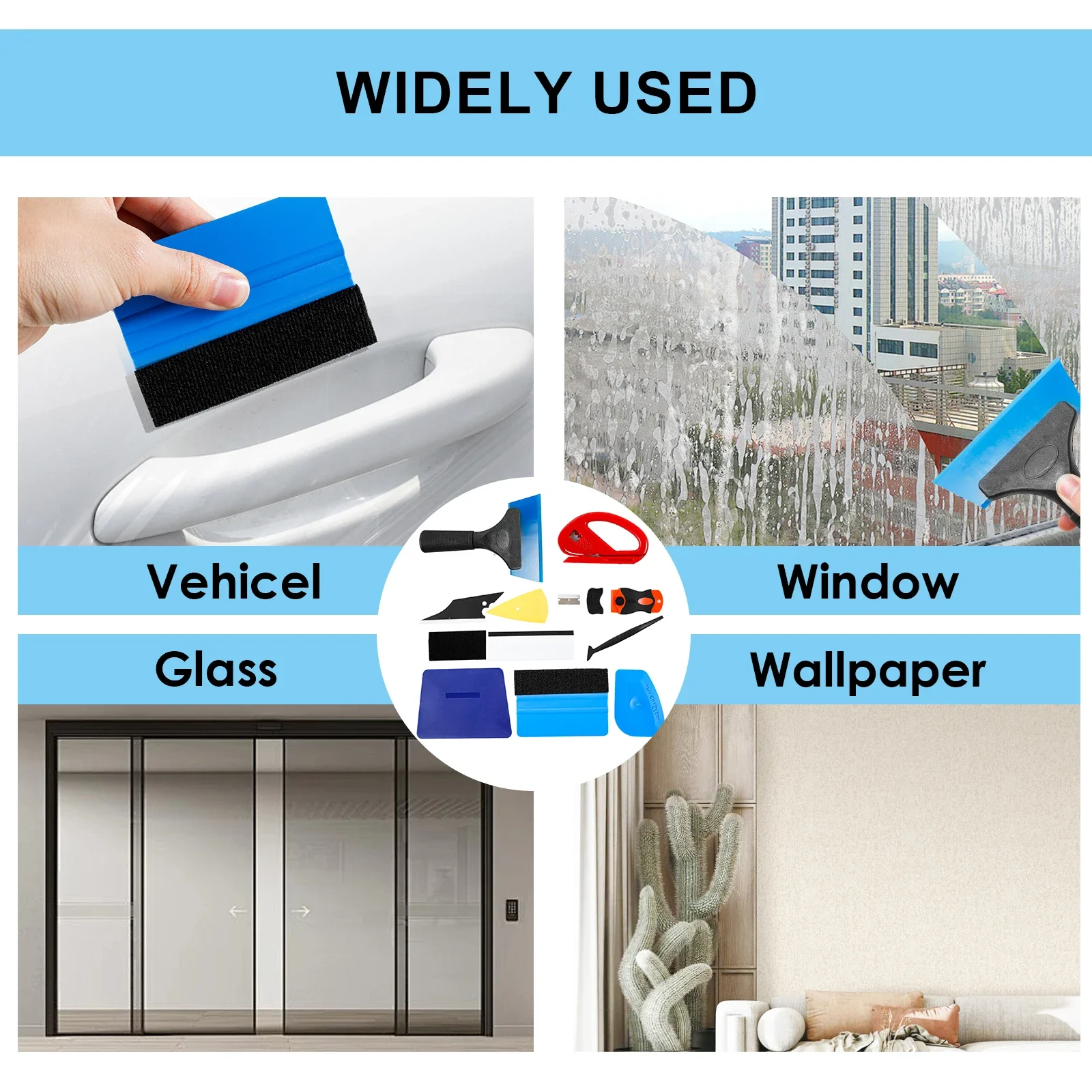 سيارة فيلم التفاف أداة عدة نافذة أدوات التلوين الفينيل التفاف ورأى ممسحة التفاف عصا الفينيل القاطع سكّين متعدّد الاستخدامات مكشطة بلاستيكية