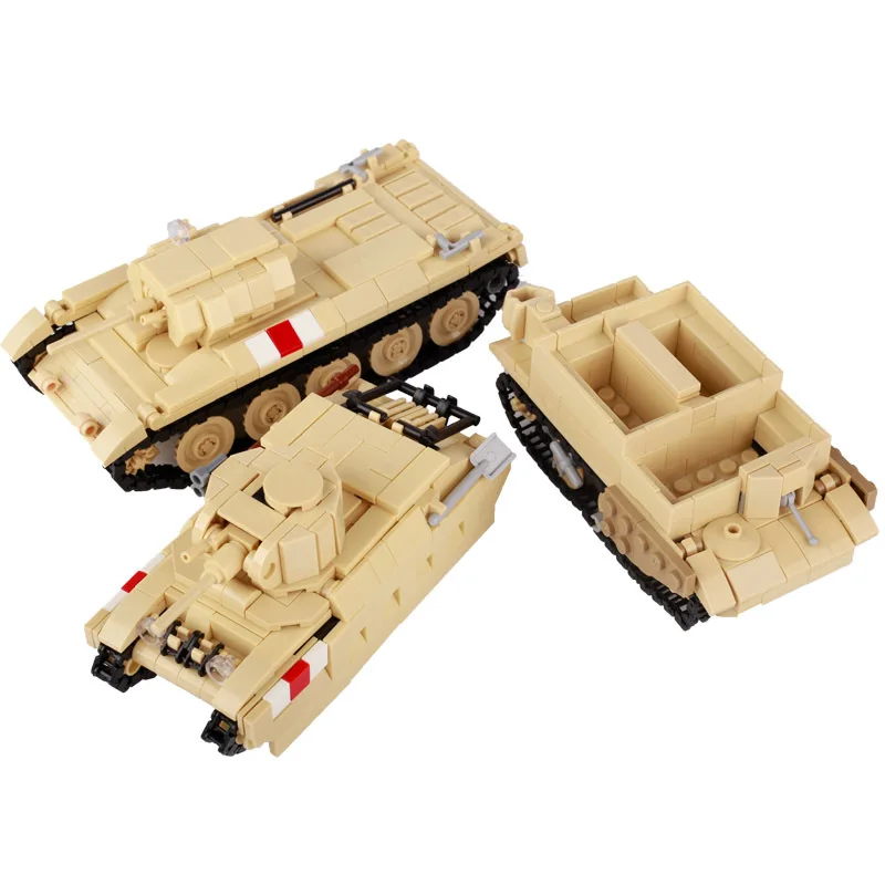 MOC Military Tank Building Blocks WW2 Tank Armored Vehicle Model Bricks Kids DIY Toy Boy Gift