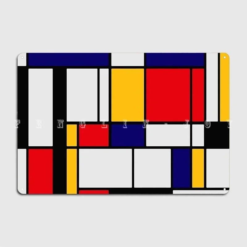 Piet Mondrian Abstract Poster Metal Sign Cinema Funny Iron Funny Personalized Tin Sign Poster