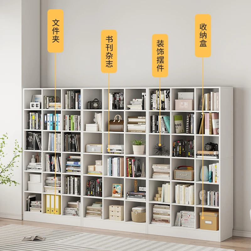 

Simple bookshelf shelf Floor to wall Living room storage rack Multi-layer locker File rack Student combination bookcase