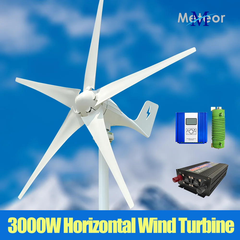 3000W Wind Turbine Power Generator Off Grid System 12V 24V 48V Output 220V 230V 240V System For Home Complete Kit MPPT Charger