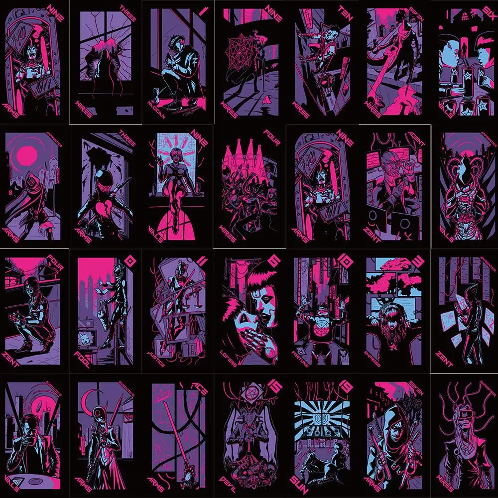 72PCS Dark Tarot Cyberpunk Stickers Cool Decor Vintage For DIY Kids Notebook Luggage Motorcycle Laptop Refrigerator Decal Toy