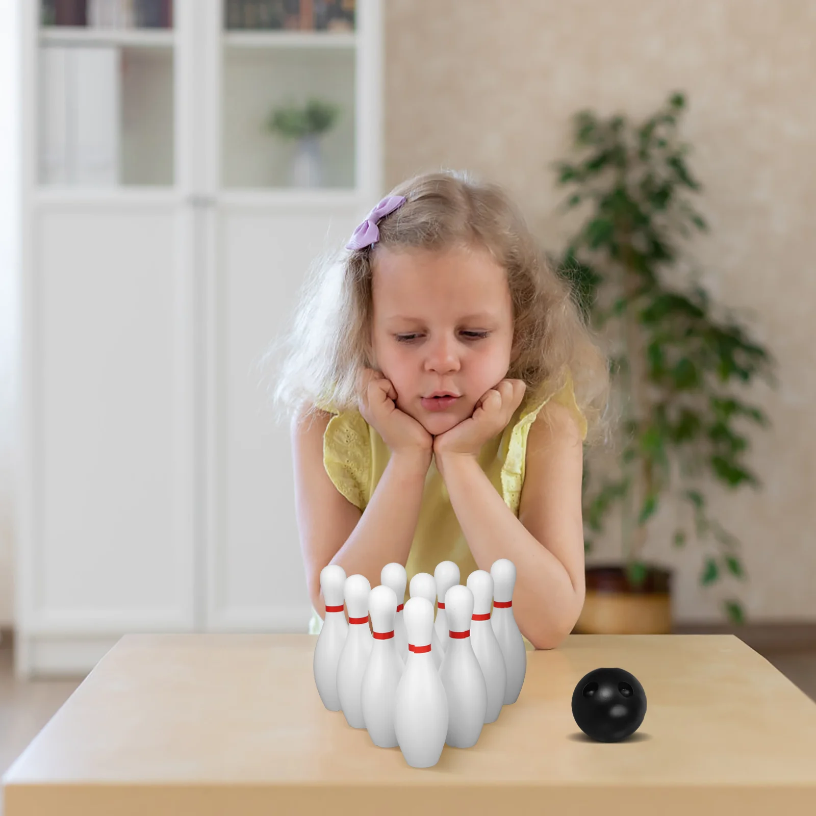Bowling Pins and Ball Play Toys Children Balls Take Bath White Plastic Preschool
