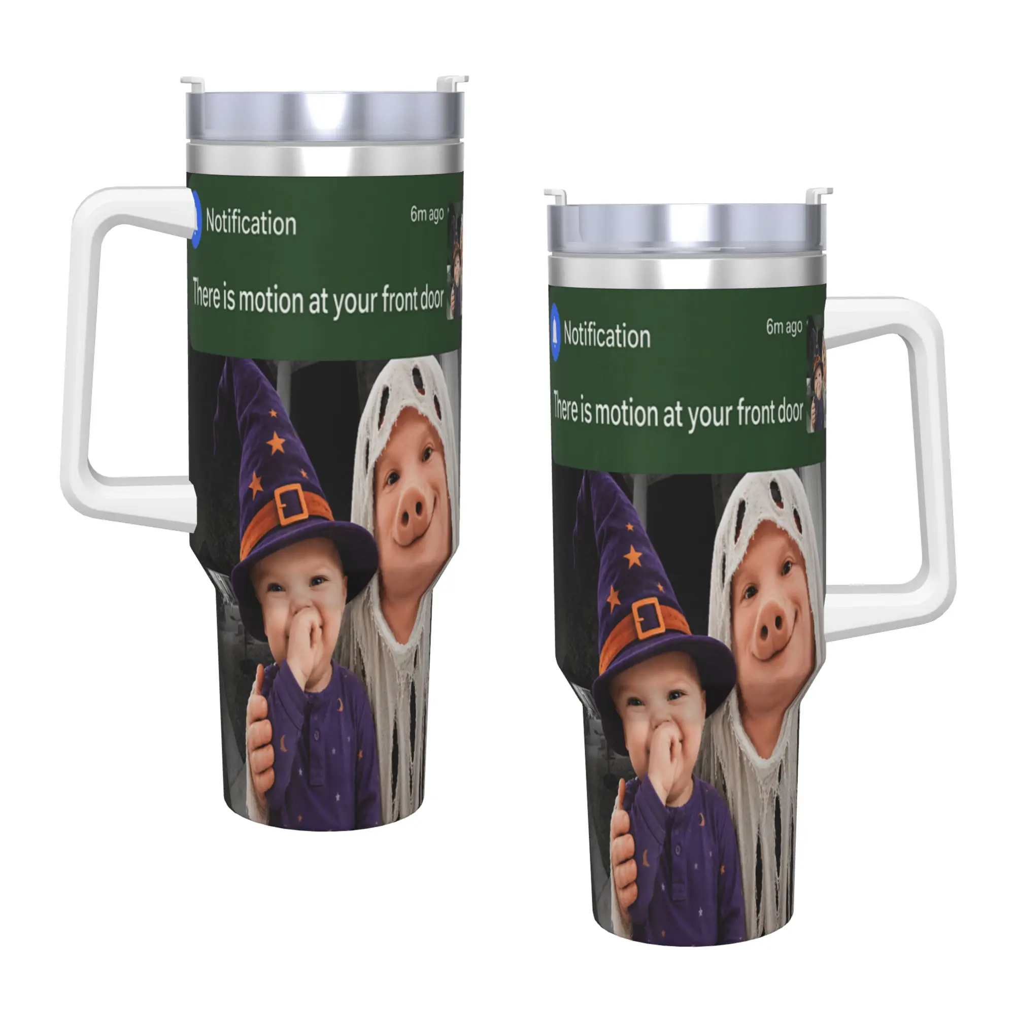 There is Motion At Your Front Door John Pork and Ai Baby Stainless Steel Tumbler  Travel Car Mugs Large Capacity Thermal Cups