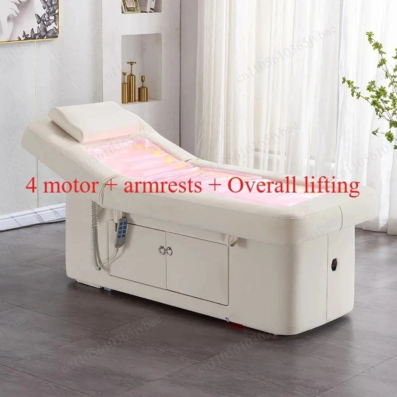 Four-motor Electric Physiotherapy Shampoo Bed, Adjustable Angle with Hydrotherapy Head Massage Bed