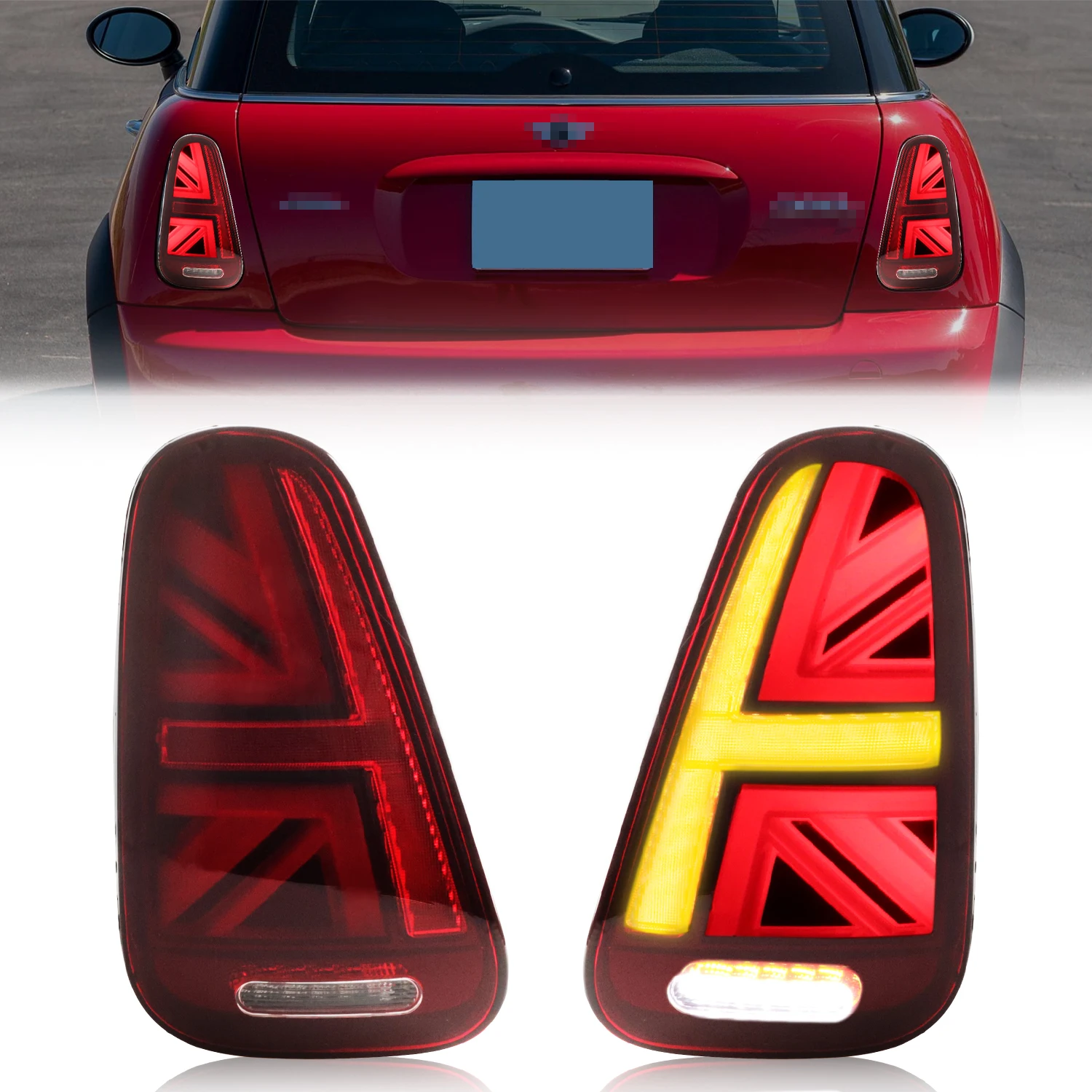 2Pcs Rear Union Jack Backup Reverse Light Tail Brake Light W/Animation LED For 2001-2006 Mini Cooper R50 R53 S 2004-2008 R52 S image 3