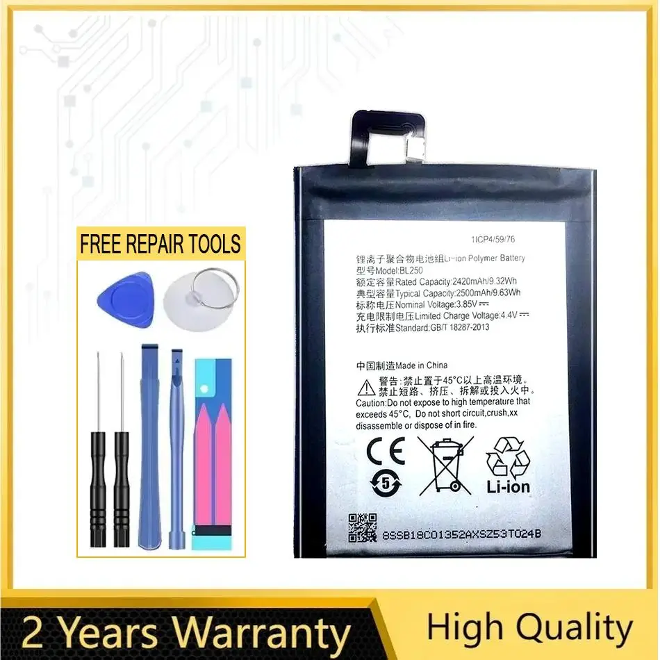 

Durable Long-Lasting BL250 2420Mah Mobile Phone Battery For Lenovo Vibe S1 S1c50 S1a40