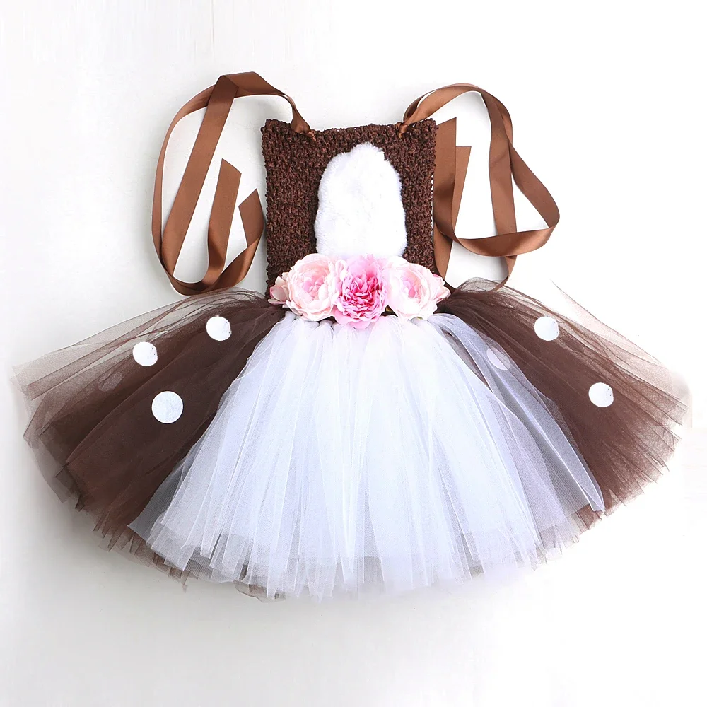 ชุดกวางเรนเดียร์สำหรับเด็กผู้หญิงชุดคริสต์มาส Tutu กวางเรนเดียร์ Baju Bayi perempuan ชุดวันเกิดเด็ก
