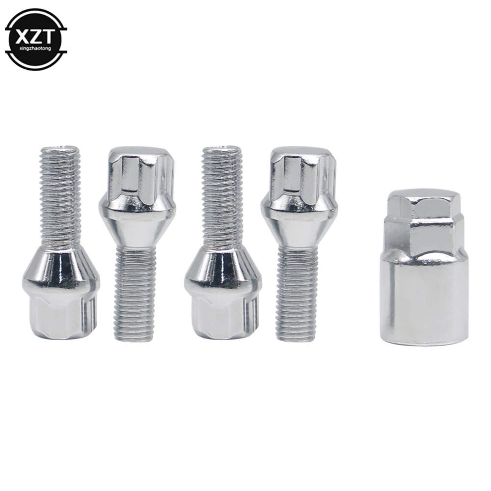 1 Set M12 x 1.5 4+1 Aluminum Alloy Wheel Lock Bolt Tire Anti-theft Screws Nut For BMW E30 E36 E46 E90 2003 2004 2005 2006-2013