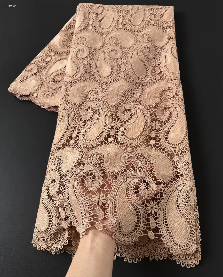 Plain Gold Skin Friendly Guipure Cord Lace Excellent Embroidery African Cupion Lace Fabric Nigeria Events Occasions Cotton Gown