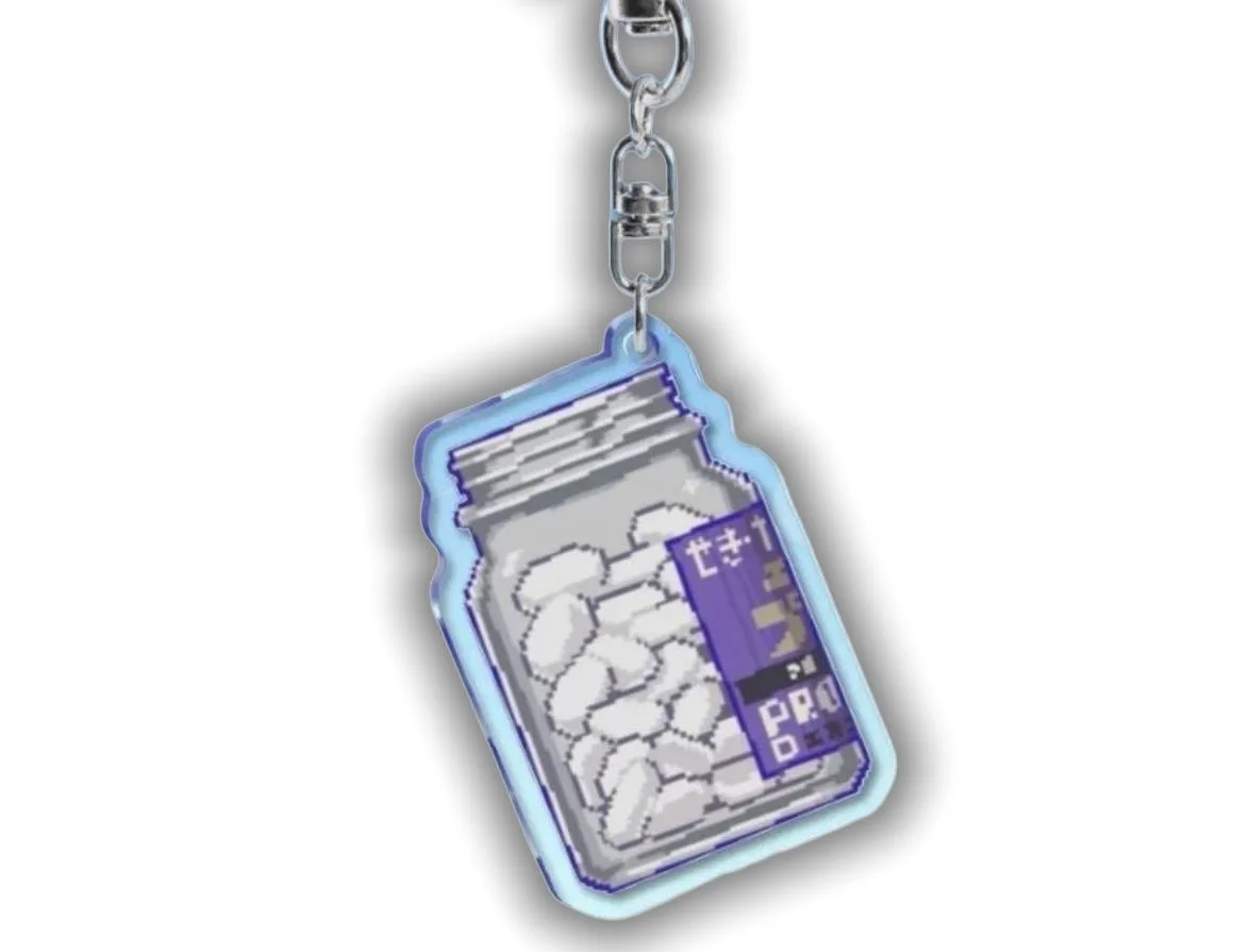 Needy Girl Overdose Anime Keychain Women KAngel Ame Chan Acrylic Key Chain Man Medicine Bottle  Key Ring Pendant Cute Ornament