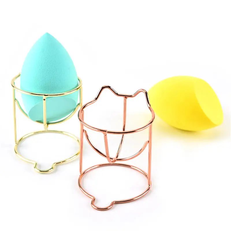 Cute Metal Makeup Puff Rack Mini Drying Hanger Beauty Cosmetic Powder Puff Blender Home Storage Rack Sponge Drying Stand Holder