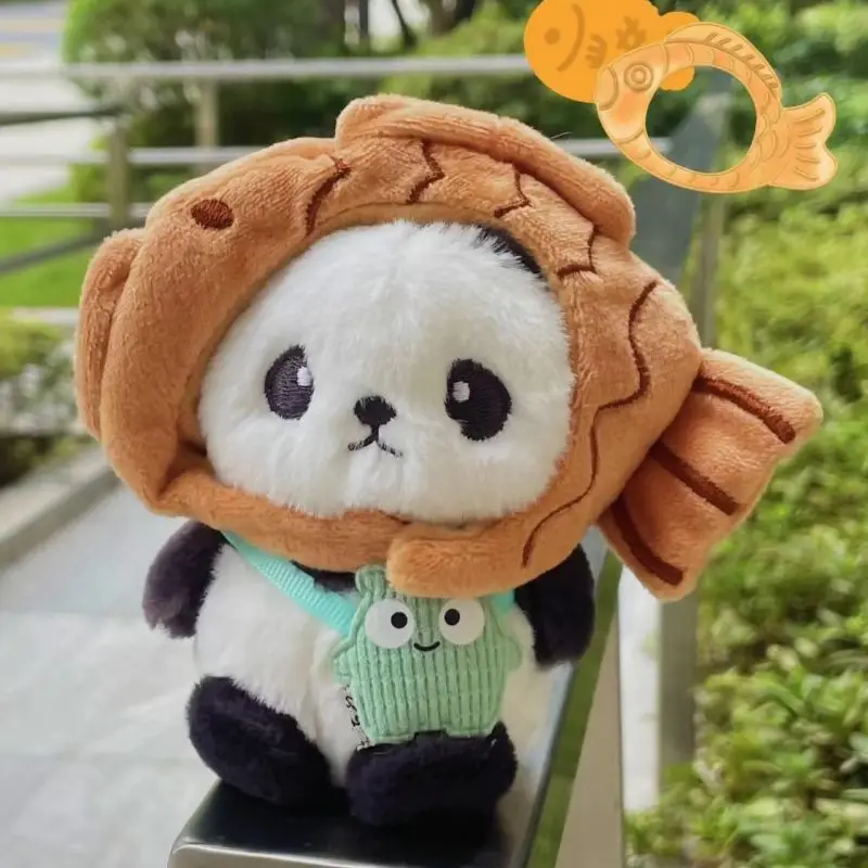 Plush Panda Keychains Cute Taiyaki Panda Doll Keychain For Bag Pendant Couple Keyring Kawaii Cartoon Stuffed Keychain Wholesale