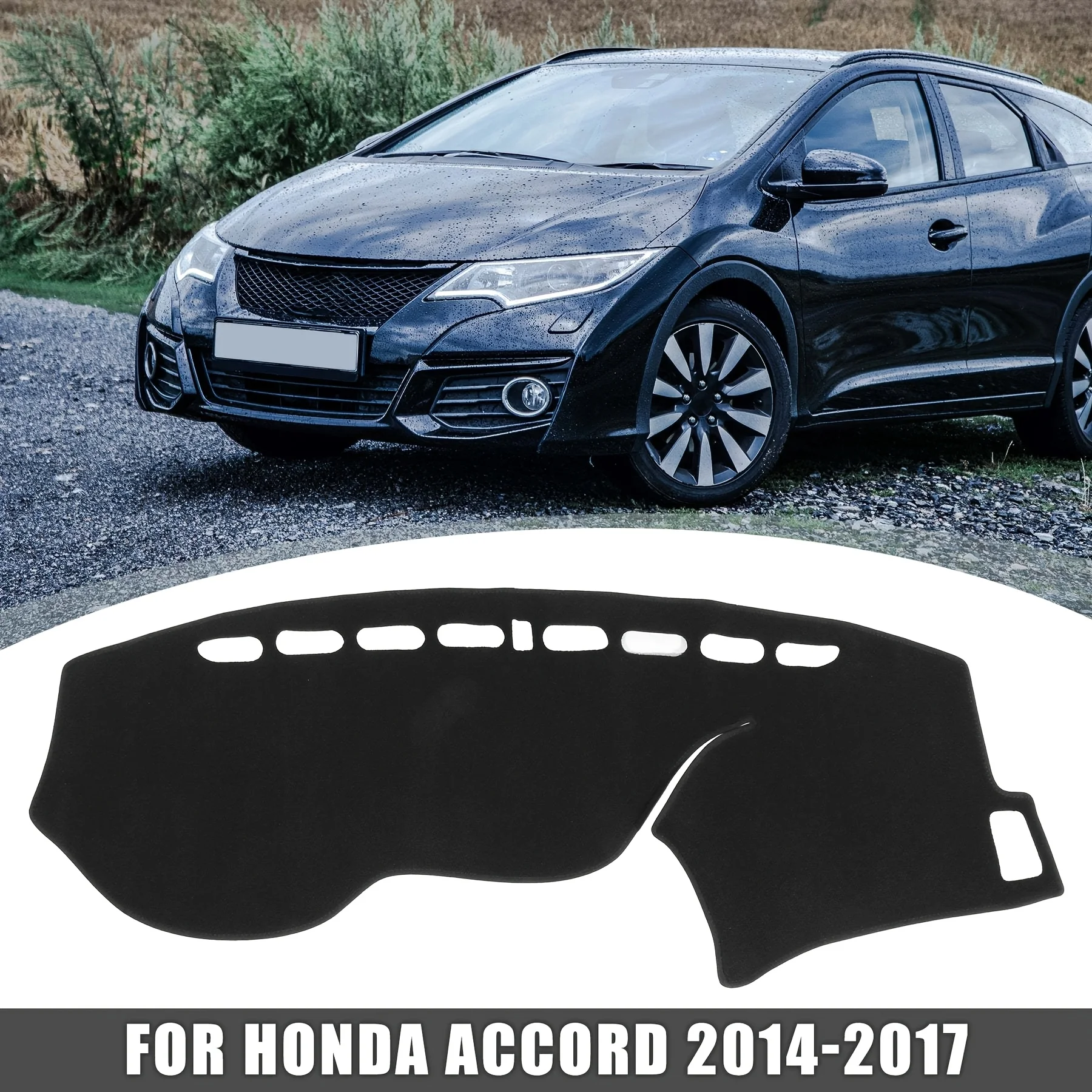 Anti-Slip Dashboard Cover Mat for Honda Accord 2014-2017, Left Hand Drive, Durable Polyester