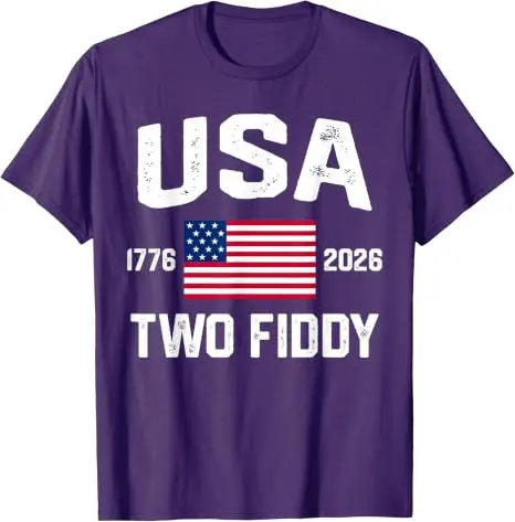 Two Fiddy 2 Fiddy 250th Anniversary 4th of July T-Shirt Y2k USA Proud Patriotic Graphic Saying Tee Neuheitsgeschenk Streetwear Tops – Detail 9