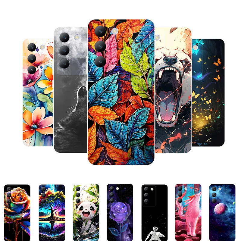 

For Vivo V40 SE 5G Case V40SE Leaves Panda Soft Silicone Back Cover for Vivo V40 SE Phone Case VivoV40SE Protective Shell