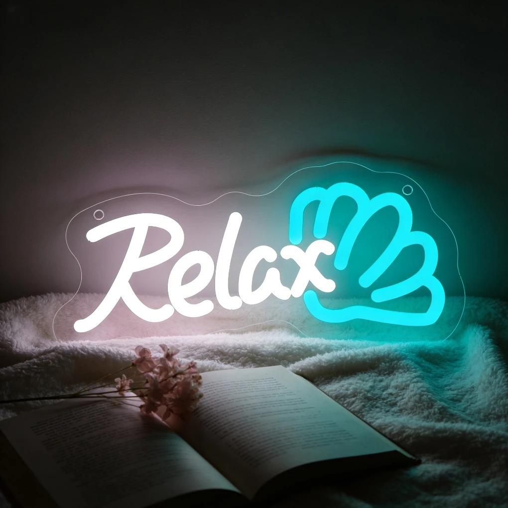 リラックスledネオンサイン、青い手のxデザイン、寝室、リビングルーム、スパの装飾に、落ち着いた雰囲気を演出する家の壁飾りギフト