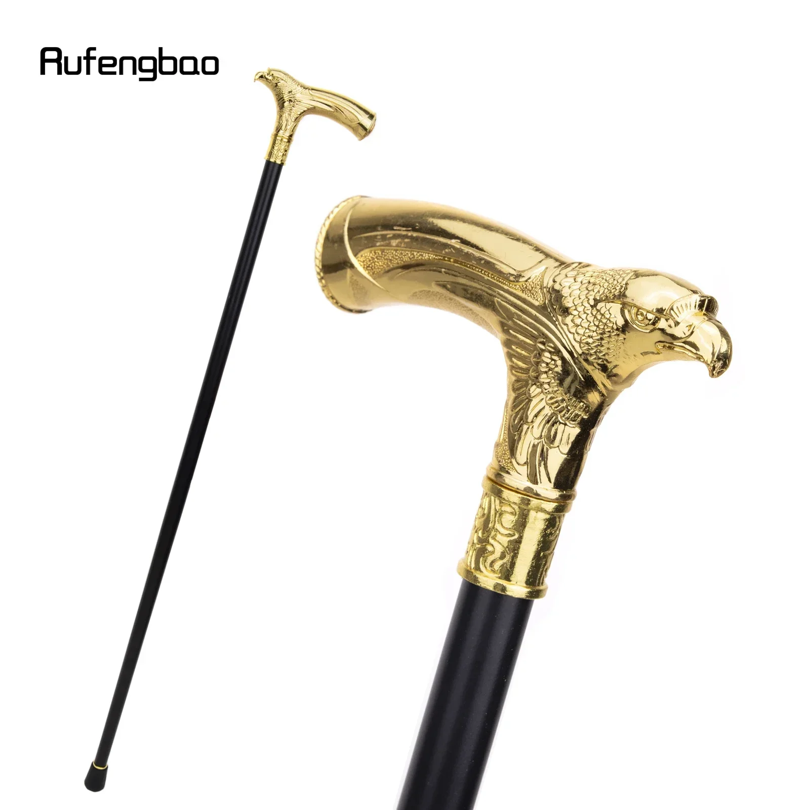 Gold Luxury Eagle Head with Rhinestone Single Joint Walking Stick Cospaly Party Fashionable Walking Cane Halloween Crosier 93cm