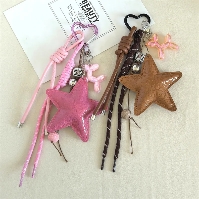 2026 New PU Leather Starfish Bag Charm Cute Decorative Keychain Decoration Fashion Braided Rope Bag Accessorie