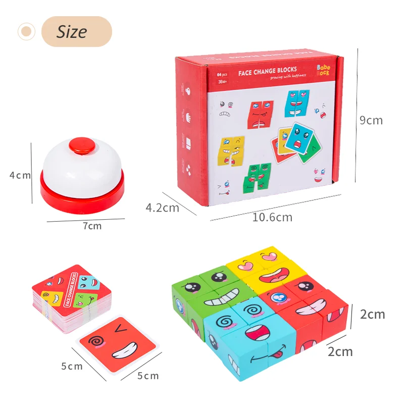 Kids Face Change Cube Game Montessori Expression Puzzle Building Blocks Toys Early Learning Educational Match Toy for Children