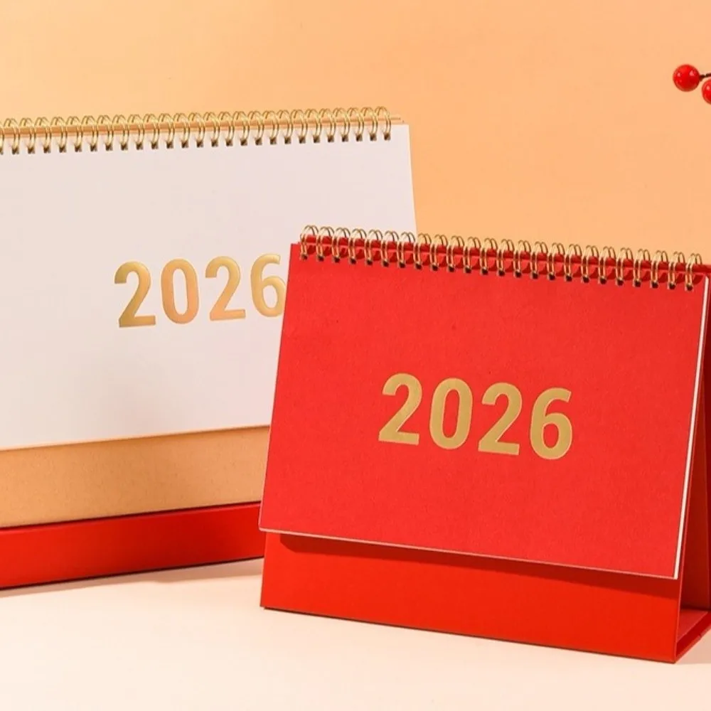 

Настольный календарь из бумаги премиум-класса на 2026 год, записываемая запись, стабильная база, катушка, календарь, стоячий ежедневник, настольное использование для домашнего офиса