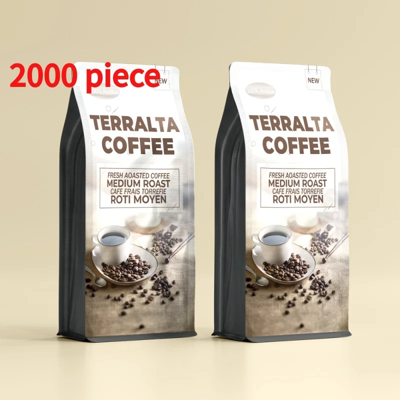 20 00piece. custom. colorful pack eco friendly 12oz 340g flat bottom black coffee packaging bags with and zipper custom co