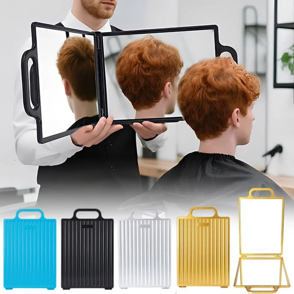 Doppelseitiger Friseur-Handspiegel, hochauflösender, faltbarer Salonspiegel mit Rückspiegel, tragbarer Barbershop-Handspiegel