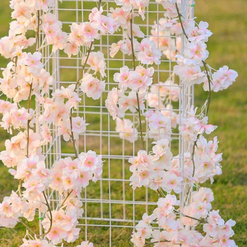 180CM Artificial Sakura Flowers Vine Wedding Garden Rose Arch Home Party Decoration Christmas Bridal Fake Silk Scrapbook Plants