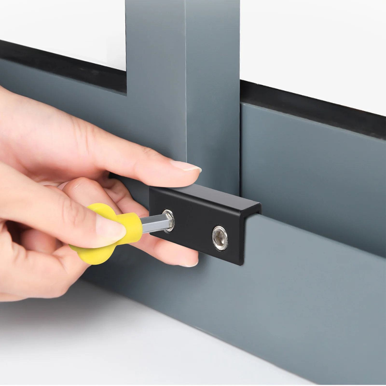 2 Sets Sliding Window Locks Black Security Child Proof Latch Metal Buckle Key Safety Glass Door Stops Hardware Window Guards