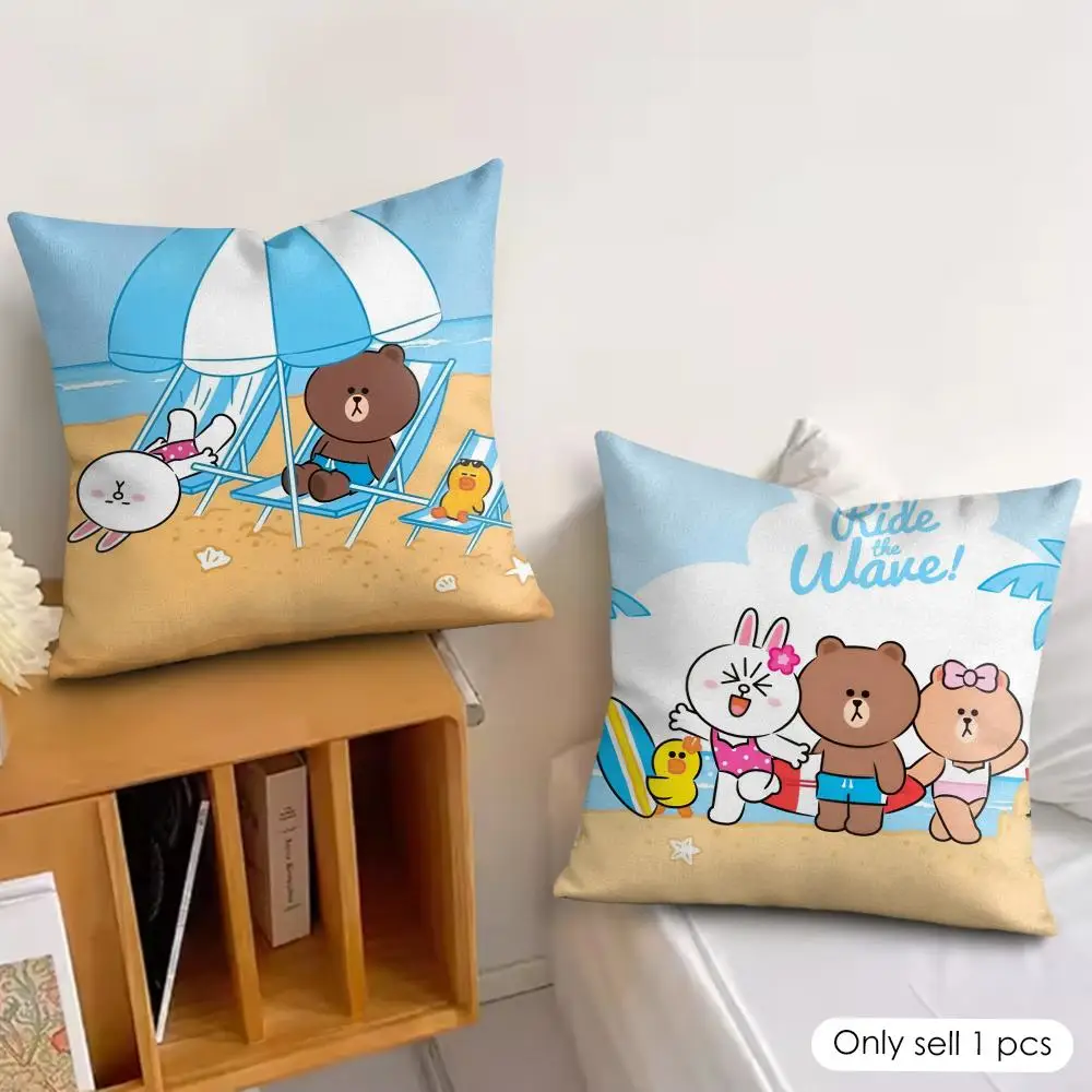 KINGDOM L-LINE F-Friends Cushion Cover Silky Short Plush Invisible Zipper Dustproof Sofa Pillow Case For Home Decor