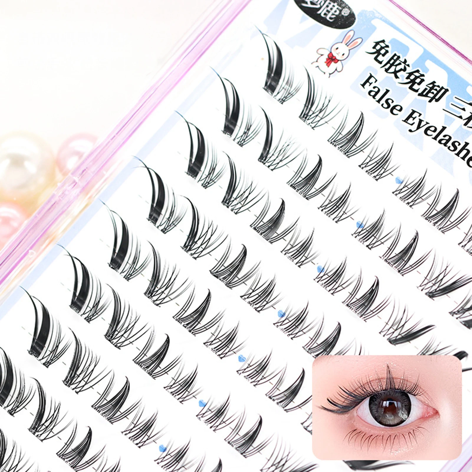 10 linhas y2k raposas segmentadas cílios postiços sem necessidade de cola extensão de cílios finos naturais em quadrinhos para festas de trabalho maquiagem de viagem