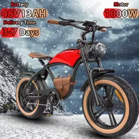 E-bike 1000W Motor 48V13AH Battery Retro Motorcycle Mountain Electric Bicycle Adult All-terrain 20*4 Inch Fat Tire Electric Bike